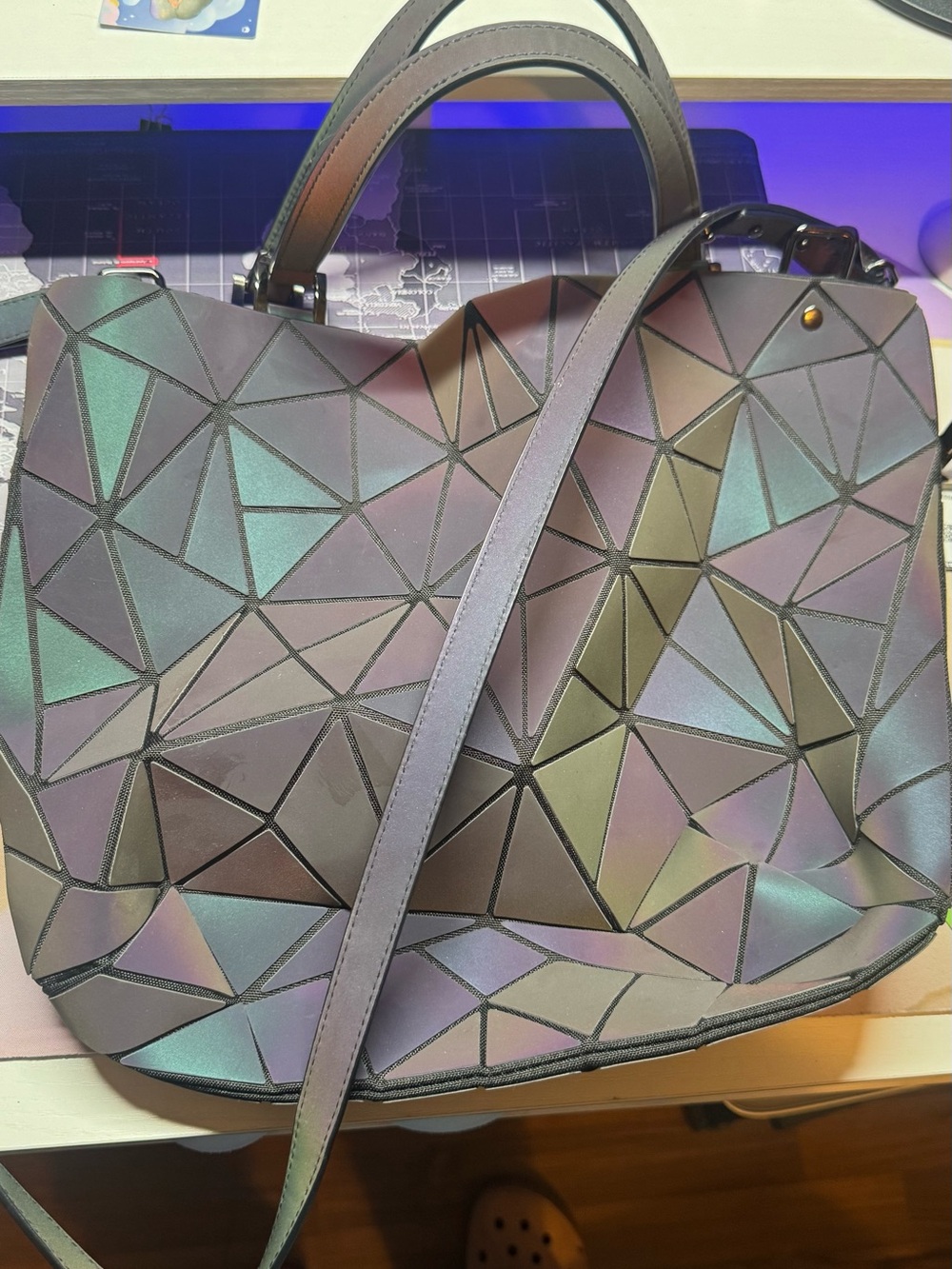 Geometric Iridescent Tote Bag - Purple Multi